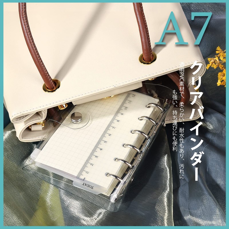 Leobro A7 Transparent Binder, Mini 6 Hole Notebook, Pocket Size,