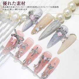 Sucodver Nail Parts Bowknot Rhinestone 3D Small Large Glitter Mix 20 Piece Set (Pink)