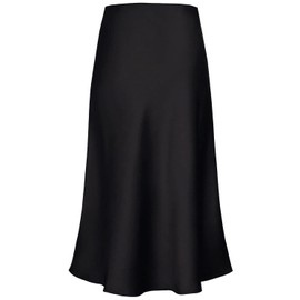 Women's Satin High Waist Hidden Elasticized Waistband Flared Casual A Line Midi Skirt, Black, XX-Large