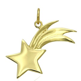 Solid 9ct Gold Shooting Falling Star Pendant for Necklace Jewellery Gift (Chain NOT included)