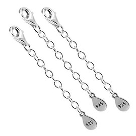 DIY925 Set of 3 Extension Chains 5 cm 925 Sterling Silver Nickel-Free for Bracelets and Necklaces in Jeweller's Quality