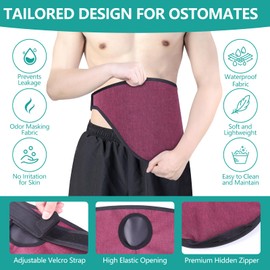 Ostomy Support Belt, Ostomy Supplies, Invisible Belt for Ostomy Bag, Inner Pocket to Hold Ostomy Pouch for Men & Women, Colostomy Ostomy Bag Covers for Daily Life,Ostomy Wrap for Sport Swimming-M Red