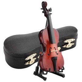 5.5 inch Miniature Cello Wooden Instrument Model with Case Desk Display Musical Gifts Ornaments