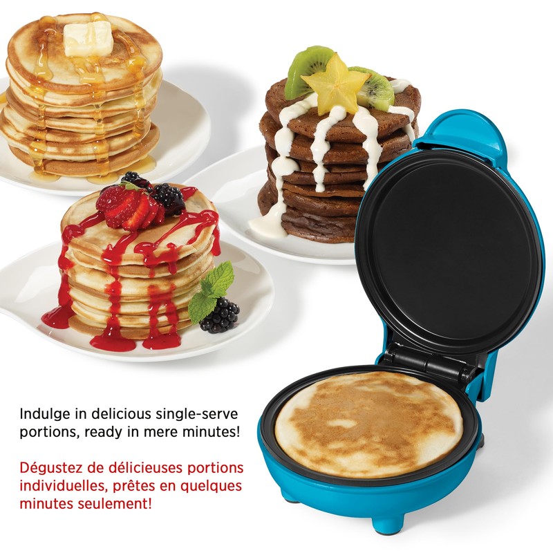 Starfrit 4-In. Electric Mini Pancake Maker, Blue Small Kitchen Appliance,