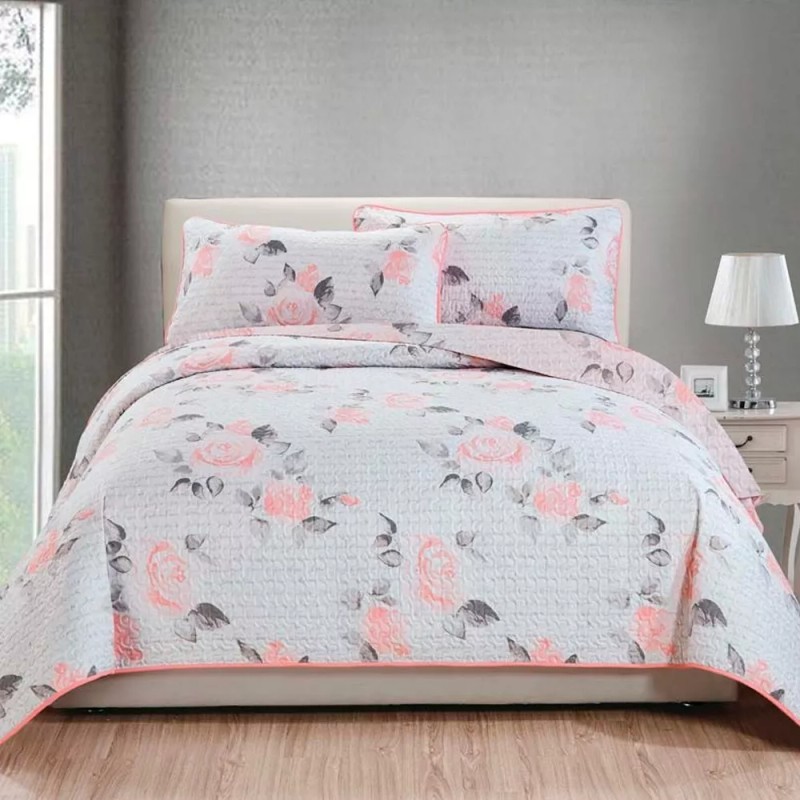 Tesso Edredon Matrimonial + Fundas Pinsonic Ligero Floral Blanco