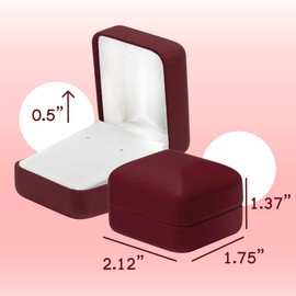 Prestige & Fancy Premium Leatherette Earring Gift Box | Small Earring Jewelry Box | Elegant Earring Gift Box for Studs | 2.12 x 1.75 x 1.37 Inches Jewelry Box for Earrings (Burgundy)