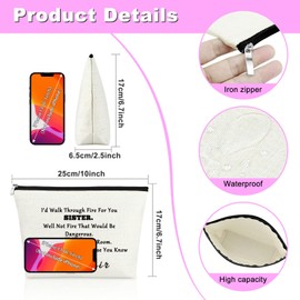 Funny Gifts for Sister Birthday Gifts Ideas 25x17CM Makeup Bag for Little Big Sister Christmas Graduation Gifts Ideas for Bestie Soul Sisters Present Makeup Pouch