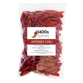4oz Japones Dried Whole Chile Peppers, Japanese Red Pepper, Chili Seco Pods by 1400s Spices