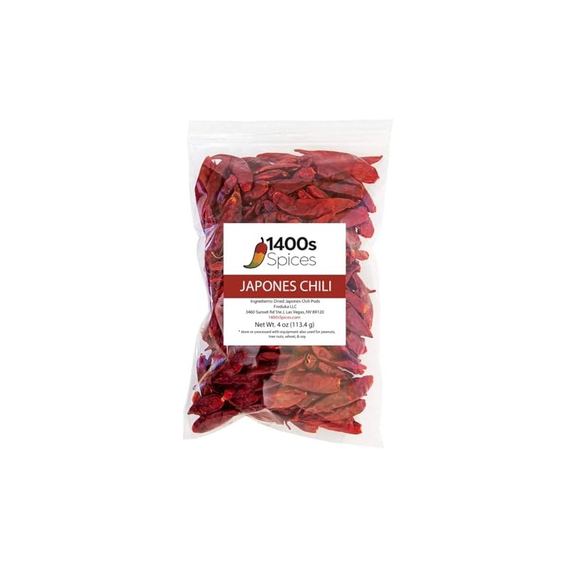 4oz Japones Dried Whole Chile Peppers, Japanese Red Pepper, Chili