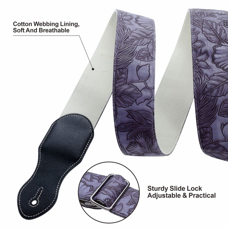 Nefelibata Guitar Strap with Pick Pocket,2.3 inch Porter Style Leather