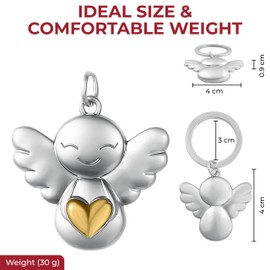 GERNEO® Maya Guardian Angel Keyring – A Heart for You – Elegant Lucky Charm in Gold, Rose Gold or Silver, gold