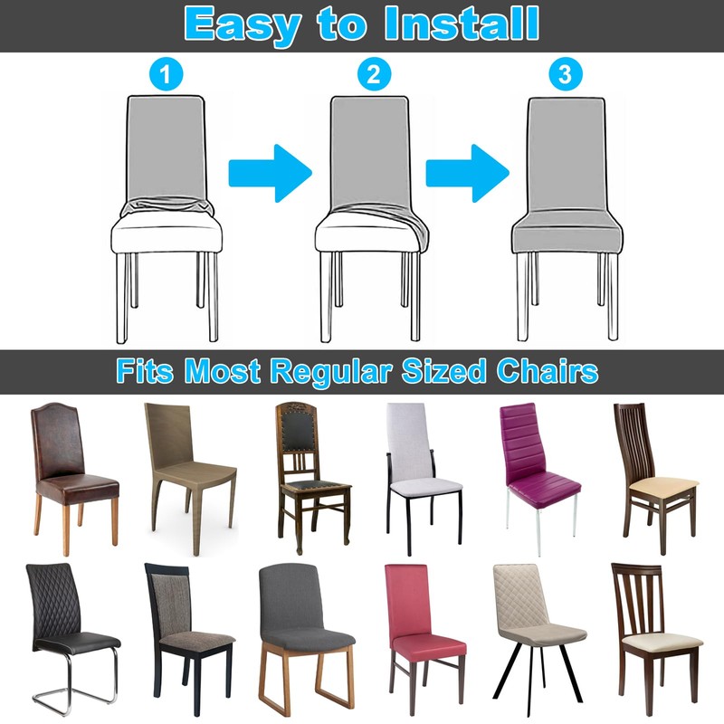 Stretch Chair Covers, Set of 6, for Dining Room Chairs,