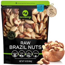 Nueces de Brasil crudas - Comparar con nueces orgánicas crudas de Brasil - enteras, grandes, sin sal, sin cáscara de nueces brasileñas crudas Nueces de Brasil 453 gramos (1 libra)