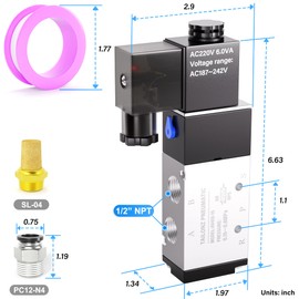 TAILONZ PNEUMATIC 1/2"NPT Solenoid Valve 4V410-15 12V/24V/110V/220V Single Coil Pilot-Operated Electric 2 Position 5 Way Connection Type Junction Box