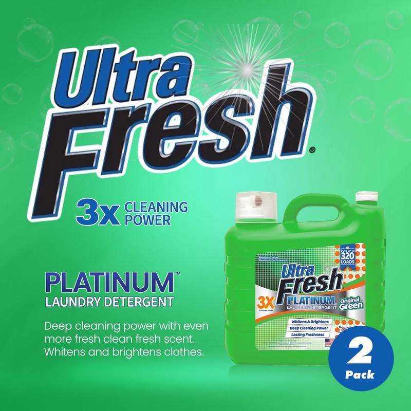 Ultra Fresh 2 Pack 3X Platinum Liquid Laundry Detergent up