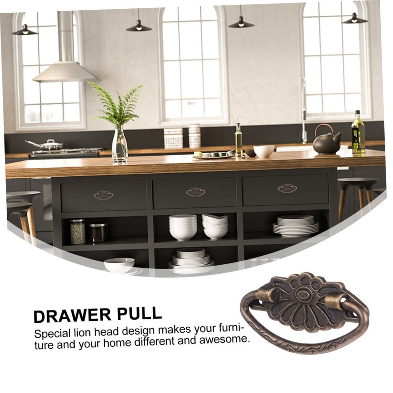 Operitacx 3sets 4pcs Retro Drawer Ring Handles Durable Alloy Pulls