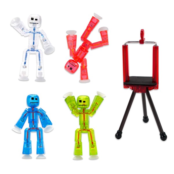 StikBot Zing, Set of 4 Clear Poseable Action Figures and