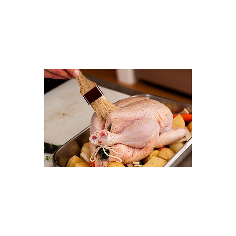 Mrs. Anderson's Baking Solid-Ferrule Natural Boar Bristles Pastry Basting Brush,