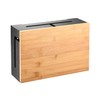 Bamboo Cable Management Box with Magnetic Lid & Ties -