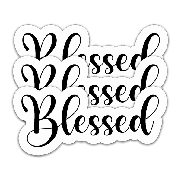 (3PCS) Blessed Script Vinyl Waterproof Sticker Decal for Christian, Jesus