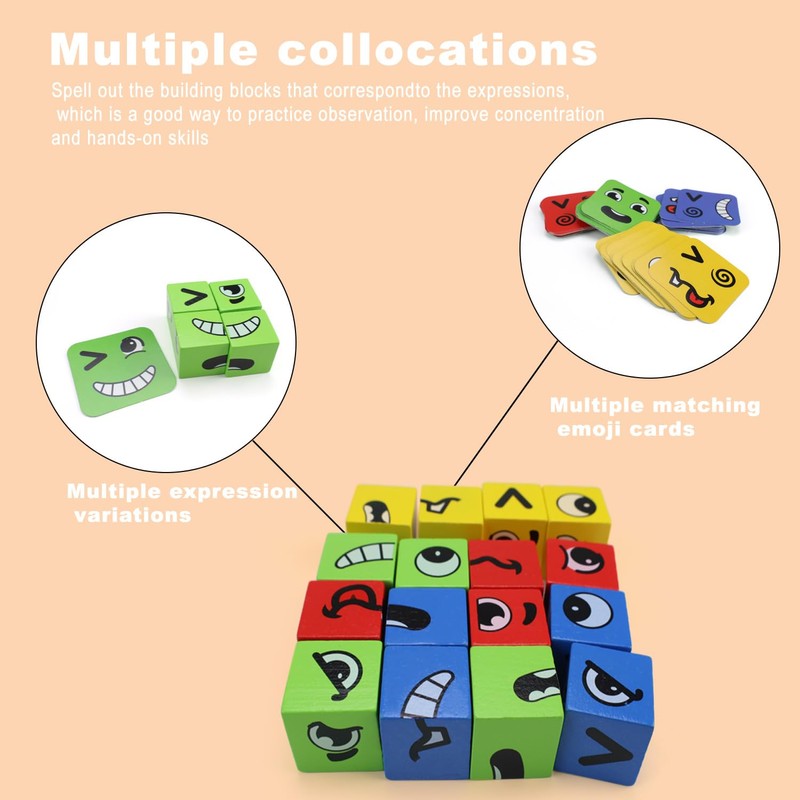 MYLERCT 16 Stück Bausteine Rubiks, Emoji Rubiks Cube, Pädagogisches Spielzeug,