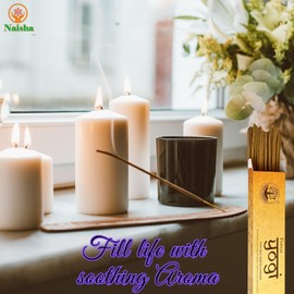 Naisha Incense Sticks Set of 4 (50Gm Each) Gift for Positivity & Spirituality, Natural Organic for Purification, Yoga, Meditation, Saffron Mysore Sandal, Mystic Lavender, Yogi, Ayatana (Relaxing)