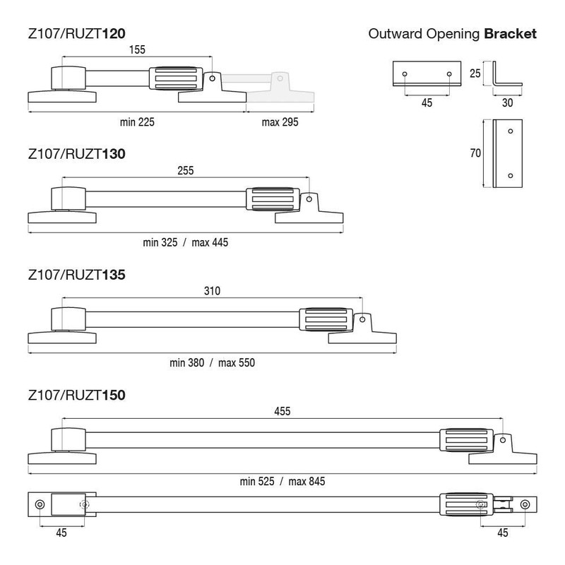 ZEROplus Telescopic Friction Stay for Windows, All Metal Restrictor, White,