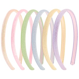 Chanaco Headbands for Girls 4-6 6Pcs Solid Girls Hairbands 6-8 Glitter Head Bands for Women’s Hair Colorful Cute Hair Accessories for Girl 8-12 Purple Pink Blue Green