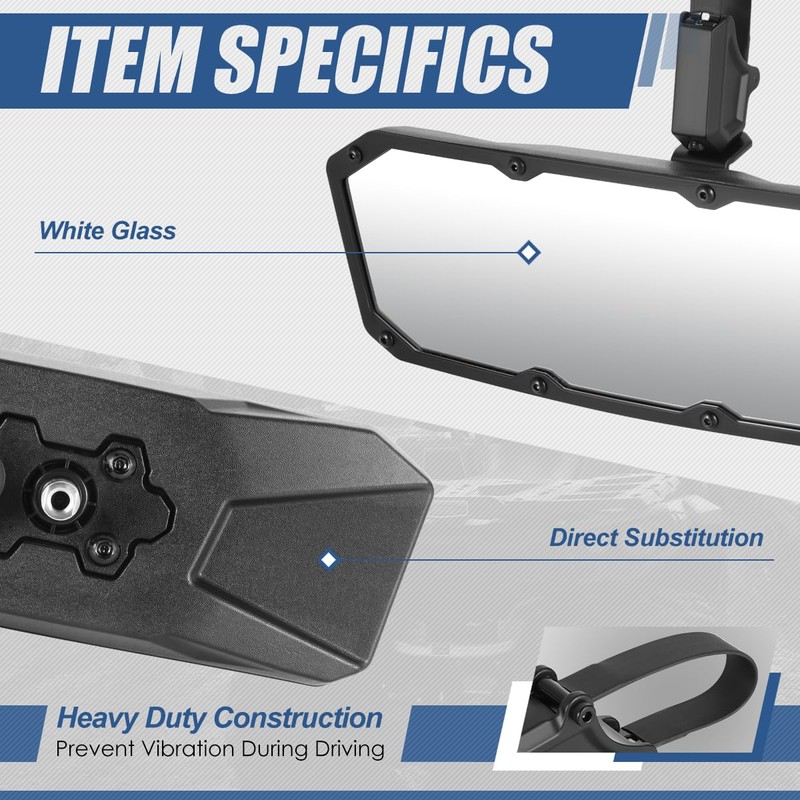Auto Dynasty UTV Rear View Mirrors White Glass Rear View