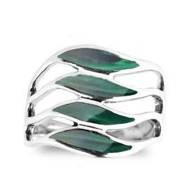 AeraVida Amazing Waves Myriad of Green Malachite Stone Sterling Silver Ring | Sterling Silver Rings Sizes (9)