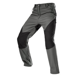 FREE SOLDIER Men's Fleece Lined Outdoor Cargo Hiking Pants Water Repellent Softshell Snow Ski Pants with Zipper Pockets(Gray/Black 40W x 32L)