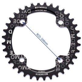 Dymoece Bicycle Chainring 104BCD 32T/34T/36T/38T for 9 10 11 Speed Round - Suitable for Most Shimano and Sram Cranksets, Black, 38T