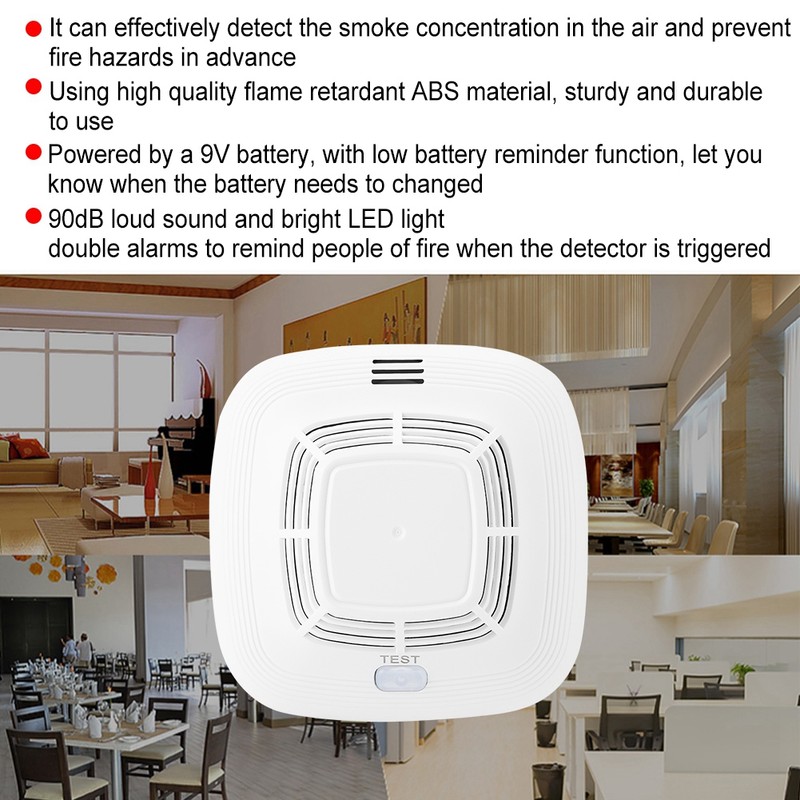Fire Security 360° Independent Smoke Detector with Sound Light Alarm