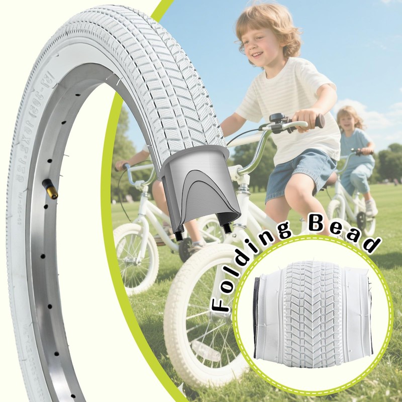 2 Pack 16/18/20 x 2.125 Bike tire White Color with