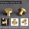 QOGRISUN 5-Pack Solid Brass Cabinet Knobs, Circular Gold Knobs for
