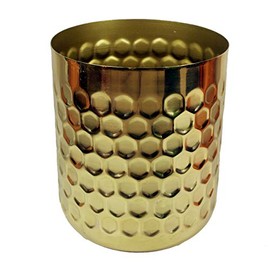 Leaf Honeycomb Metal Planter, Mixed Materials, Gold, 18cm