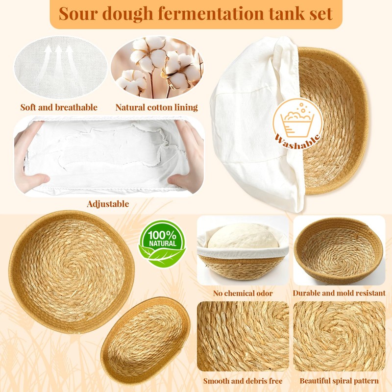 Sourdough Bread Baking Kit, Supplies with Round & Bread Proofing