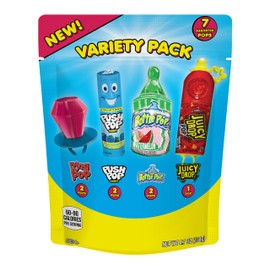 Christmas Candy Variety Pack Bag, 7 Ct Individually Wrapped Lollipops, Ring Pop, Push Pop, Baby Bottle Pop & Juicy Drop, Birthday Party Favors, Stocking Stuffers, Christmas Candy Bowls, Kids Gifts