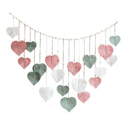 champracer Macrame Wall Hanging, Boho Decoration, Woven Heart-Shaped Leaves Tapestry, Chic Tapestry, Fringe Garland for Living Room, Bedroom, Children's Room, Balcony
