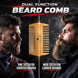 Beard Brush, Comb, Balm, Oil Grooming And Conditioner Beard Care For Men - Best Facial Hair Combo For Home And Travel - Ideal For Dry or Wet And All S