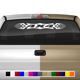 Sticky Creations 4X4 Decal Sticker Windshield Window Vinyl Graphic Banner Rear Back Truck SUV Vehicle Four Wheel Drive Lifted Crawler Tribal Accent 36"x4.25"+ (Design #120)
