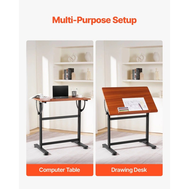 Adjustable 0-90 Degrees Tilt Portable Artist Table Black H-Frame with