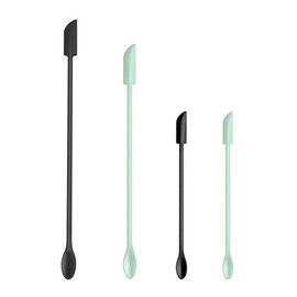 Mini Spatula Silicone Spatula Set - 4pcs Small Makeup Scrapers for Cosmetics, Reusable Beauty Tiny Tools, Thin Jar Scraper, Get the Last of the Makeup Out of the Bottle(Light Green and Black)