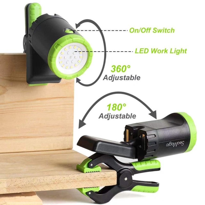 SEAMAGIC 3-Pack Rechargeable LED Work Lights with Portable Case, 360-Degree