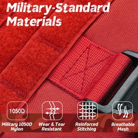 rabbitgoo Tactical Dog Harness for Large, Heavy Duty Pet Harness with Handle, No-Pull Service Vest Large Breed, Adjustable Military Dog Vest for Training Hunting Walking, Red, L