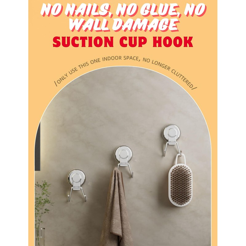 Boxonly Powerful Vacuum Suction Cup Hooks - Heavy Duty Stainless