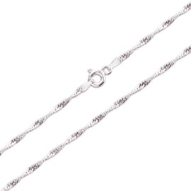 Schöner-SD Singapore Chain Necklace 925 Silver Twisted, Silver