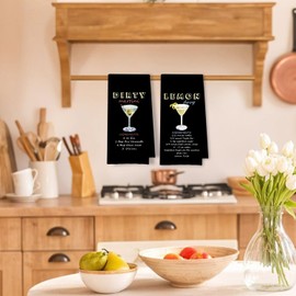 ArtisaEura Cocktail Gifts Kitchen Towels, Dirty Martini Gifts Dish Tea Towels for Kitchen Bar Cart Decor, Lemon Drop Cocktail Gift for Women Men Decorative Hand Towel, 16x24 Inches Set of 2