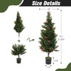 Sardoxx Set of 2 Artificial Cedar Topiary Trees with Red