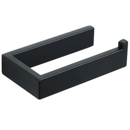 SAYAYO Self Adhesive Toilet Paper Holder Wall Mount, Modern Matte Black Stick on Toilet Paper Roll Holder for Bathroom Square, SUS304 Stainless Steel 6 Inch